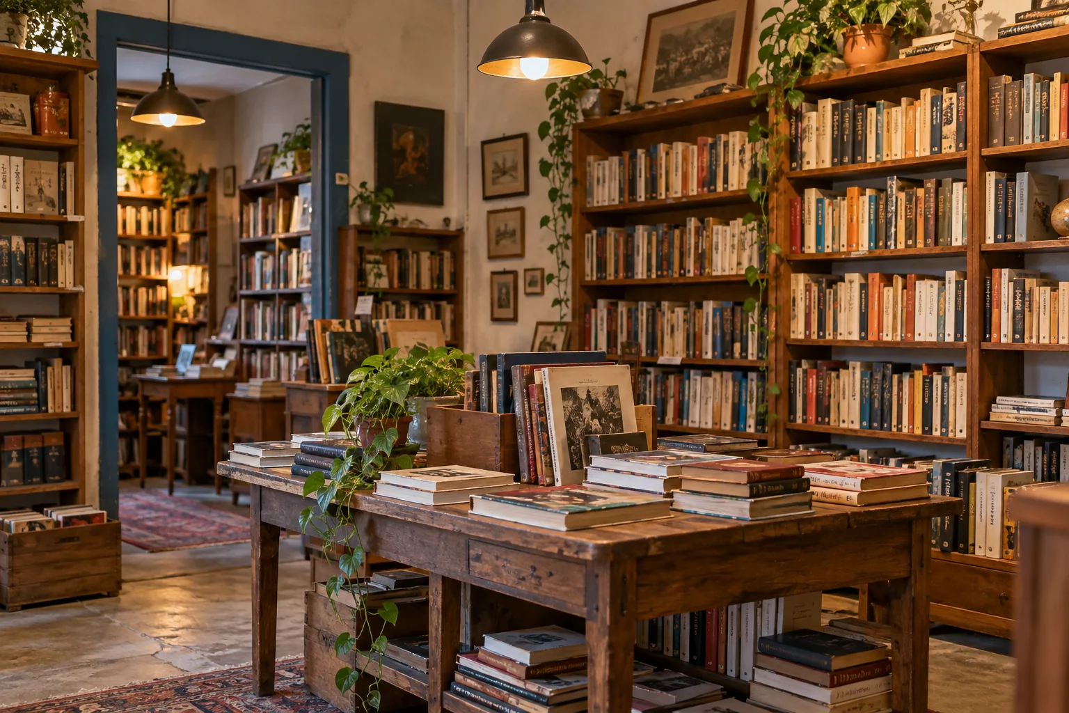 Setor de livros do sebo fictício